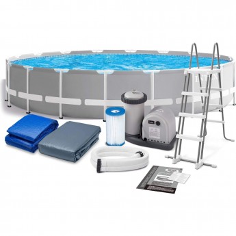 Каркасный бассейн INTEX PRISM FRAME 26756 610 х 132 см, фильтр-насос, лестница, тент, подстилка
